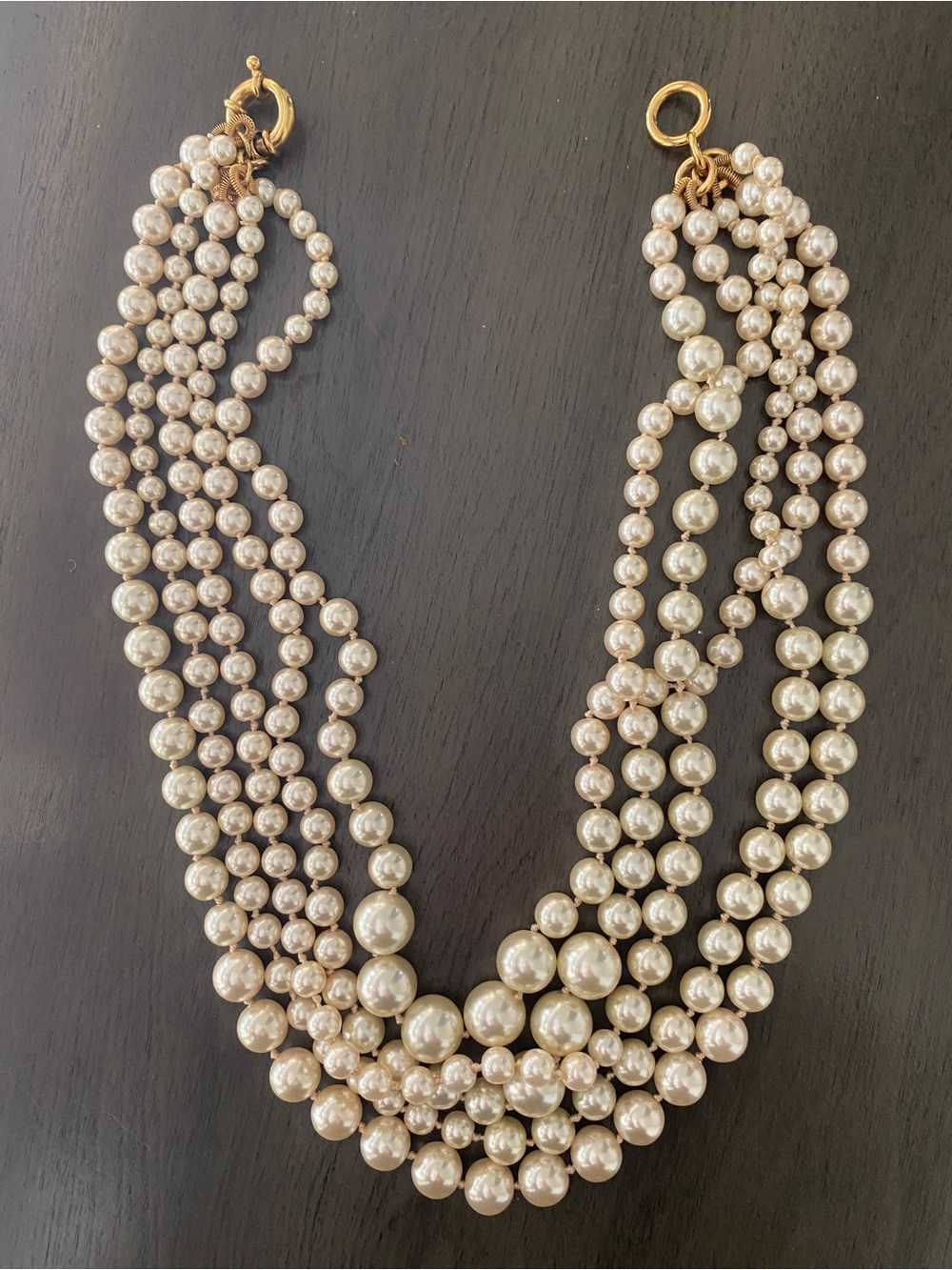 J. Crew Multi-Strand Ivory Pearl Necklace with Gold-Tone Accents